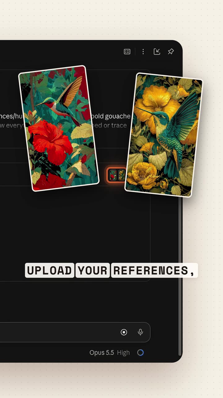 Reel frame: the references attached in Claude Code