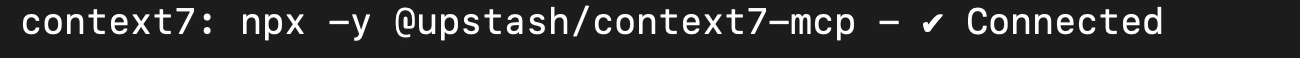 claude mcp list: context7 Connected