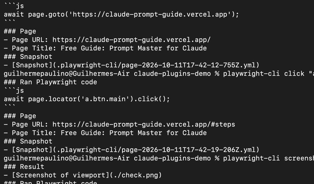 Terminal: playwright-cli goto, click and screenshot