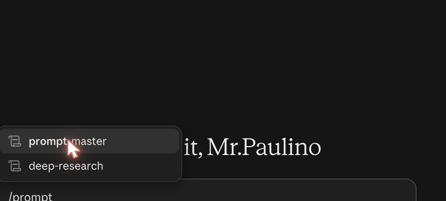 Typing /prompt in Claude shows prompt-master