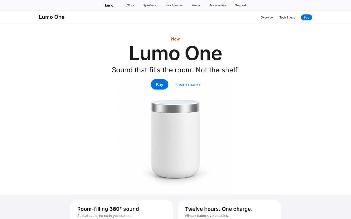 Lumo One website built by Claude in the Apple style