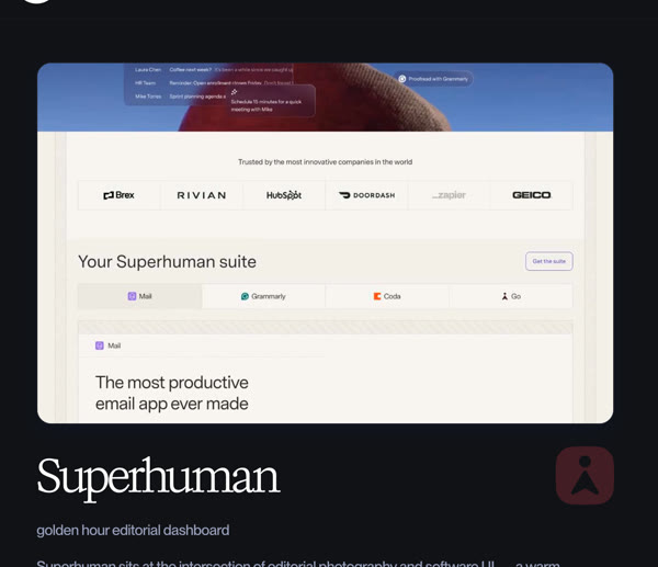 Superhuman style page on Refero